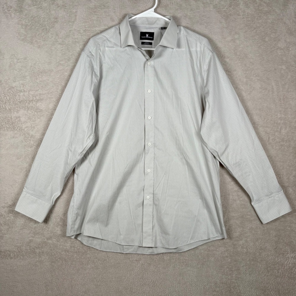 Psycho Bunny Button Down Shirt Mens 16.5 32/33 Grey Stretch Non Iron Modern Fit